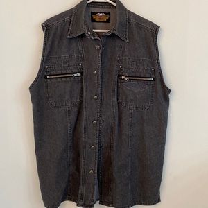 Harley Davidson jean washed distressed vest large